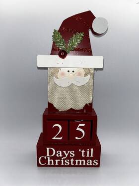Seasons By Nicole - Winter 408009411634 Fun Festive Christmas Countdown Advent Block Calendar Wooden Santa Holiday Decor