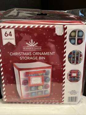 Seasons Cheer 195464260593 Christmas Ornament Storage Box Holds 64 Items 12 Inch X Collapsible