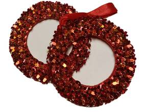 99556 Seasons Of Cannon Falls Ornaments Red Sparkly Wreath Christmas Lot 2