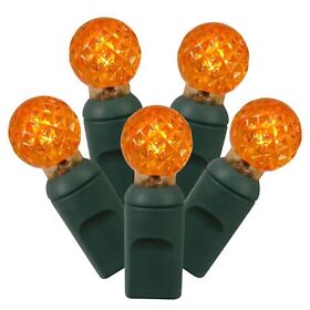 31493995 Set Of 100 Orange Led G12 Berry Christmas Lights 4inch Spacing Green Wire