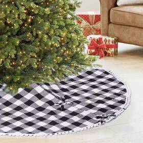 Sevenfish 445022954956 48 Inch Buffalo Plaid Christmas Tree Skirt Black And White Check Sk