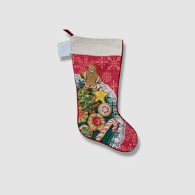 Sferra 780870086471 Red Retro Cookies Wool Velvet Christmas Stocking 19 Inch