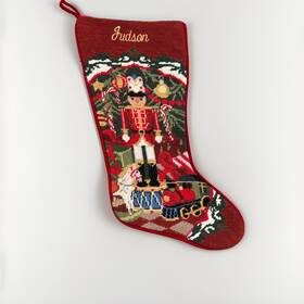 Sferra 780870095534 Soldier Needlepoint Christmas Stocking Red Nutcracker Customized W Name