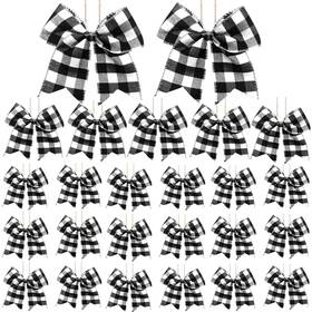 Bows-6.2 Shangxing 046432817540 25 Pcs Christmas Plaid X 5.9 Inch Xmas Tree Buffalo Wreath Bow