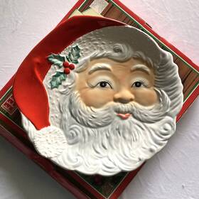 709060 Share The Joy Vintage Santa Claus Face Plate Platter Cookies Serving 13 Inch Christmas Holiday