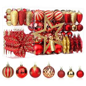 106-stk Shareconn 106pcs Christmas Balls Ornaments Set Colorful Shatterproof Plastic