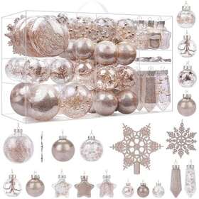 Shareconn 975788641568 86pcs Clear Christmas Balls Ornaments Set Shatterproof Plastic Trans