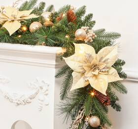 Sh-2025 Shareconn 9ft Prelit Christmas Garland Decorations With Multi-color Led Lights Battery