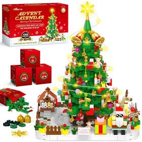 Sh-24xm-sdsjm Shemira Advent Calendar 2025 Christmas Tree Building Toy Set With Led Light