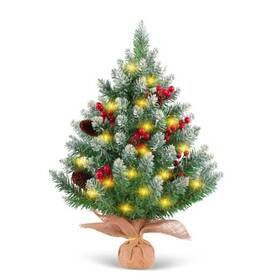 Shen Zhen Shi Rui Meng Ke Ji You Xian Gong Si 635403254912 24 Inch Table Top Mini Christmas Tree With 50 Led Lights Pinecones Red
