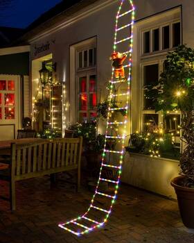 Led08230347 Shenzhen Shensi Technology Co. Ltd. 10ft Led Christmas Ladder Lights With Santa Claus Multicolor Indoor Outdoor