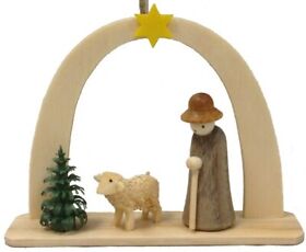 Ppt-004-0023 Shepherd And Sheep German Wood Christmas Arch Ornament Germany Decoration