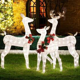 Shintenchi 850044123780 3-piece Led Lighted Christmas Deer Outdoor Yard Decorations 3d Su