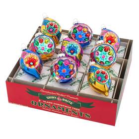 Shiny Brite 645001506825 Christmas Confetti 2.5 Inch Decorated Rounds And Reflector Tulips Set Of 9