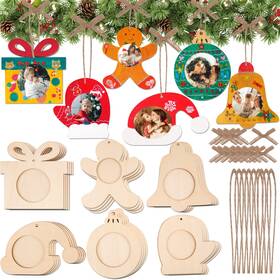 Shitailu 606267107454 Christmas Photo Frame Ornaments Diy Unfinished Wood Picture Craf