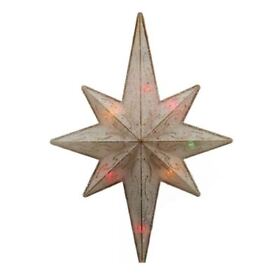 31739629 Sienna 11inch Frosted Gold Bethlehem Star Christmas Tree Topper Multi-color Lights