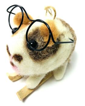 A13279 Silver Tree Wooly Skiing Hamster With Glasses Christmas Ornament