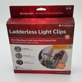 Simple Living 854790005543 50 Ct Ladderless Christmas Light Clips Gutter Shingle Clip Set Clear New
