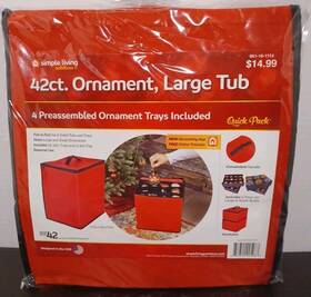 Simple Living Solutions 854790005987 New Christmas 42ct Ornament Storage Container Heavy Duty Large Removable Trays