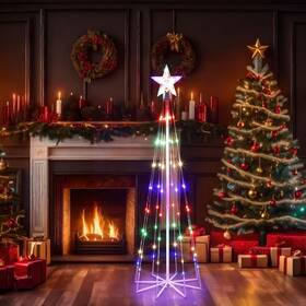 Mls-d4.5v2.7wuc-o Skcoipsra 3 Pack Led Animated Outdoor Christmas Tree 4ft 5ft 6ft Multicolor Lightshow Lig