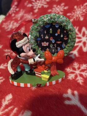 Sketchbook 437101496447 Disney Parks Santa Mickey Glitter Photo Frame Christmas Ornament