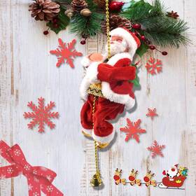 Skloer 874460331650 Climbing Santa 2022 Christmas Ornament On Rope Ladder Tree Indoor O