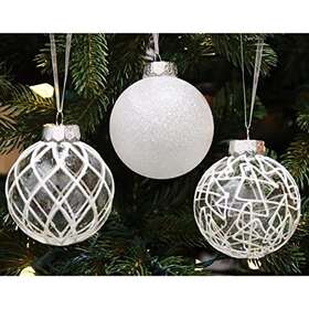 Sleetly 616316166646 Farmhouse Christmas Ornaments For Tree Holiday Xmas Decorations - Large White