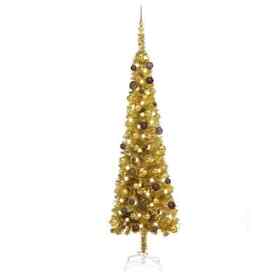 3078048 Slim Christmas Tree With Leds&ball Set Gold 94.5inch