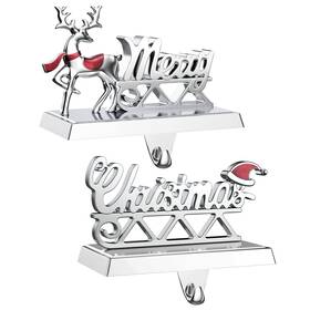 Sminder 790885212826 Merry Christmas Stocking Holders Set Of 2 - Reindeer Mantle Hangers Weighted Shi
