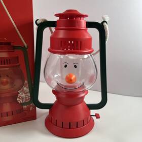 235430 Snow Days Vtg Flickering Snowman Lantern Decoration Hang Table Christmas 11.5 Inch