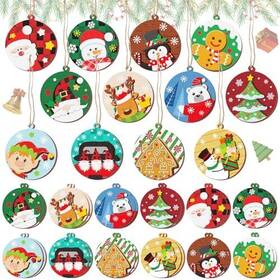 Xla-soaoo-1316 Soaoo 36 Pieces Christmas 3d Wooden Ornament Set Vintage Hanging Tree