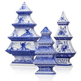 Xla-soaoo-1979 Soaoo 3 Pcs Blue And White Ceramic Christmas Tree Decor - Delft Chinoise