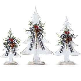 Xla-soaoo-843 Soaoo 3 Pcs Christmas Trees Wooden Table Decorations Rustic Farmhouse Small C