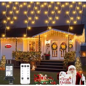 Slsl007-1 Soiarllt 32.8ft Christmas Icicle Lights Outdoor 502 Led Warm White