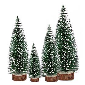 Sonkonia 717981141546 Mini Bottle Brush Christmas Tree 4pcs Artificial Trees With Wooden Bases