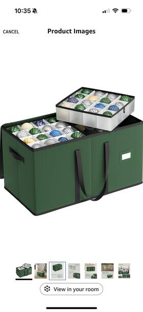 Sonmics 705113189252 Christmas Ornament Storage Box- Dual Zipper 8 Trays Adjustable Max 128 Ct