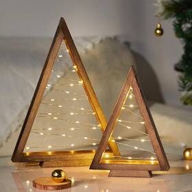 Soonow 708296662208 Inch Wood Christmas Tree With Lights Modern Farmhouse Lighted Tabletop Chr