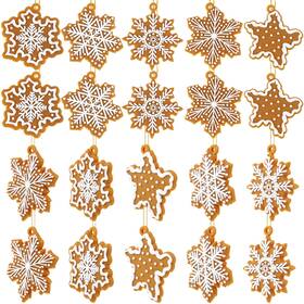 Nl-sotiff-609 Sotiff 20 Pcs Christmas Gingerbread Snowflake Ornaments Mini Tree Hanging Decoration