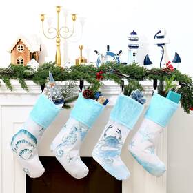 Xln-soulchen-5900 Soulchen 4 Pcs Coastal Christmas Stockings 20 Inches Nautical Stock