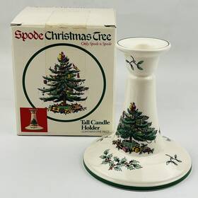 Spode 070000044915 Christmas Tree Tall Candle Holder Taper Porcelain Decoration