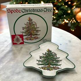 S3324-w Spode 092764308720 Vtg 1997 Christmas Tree Shaped Small Trinket Candy Dish England