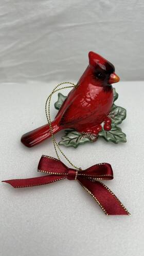 1739352 Spode A22 Christmas Tree Cardinal Ornament Red Bird Hanging Free Ship