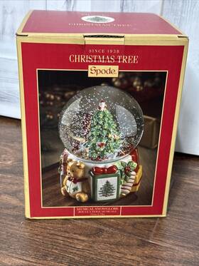 1739444 Spode Christmas Tree 250th Anniversary 6.5 Inch Musical Snow Globe Deck The Halls