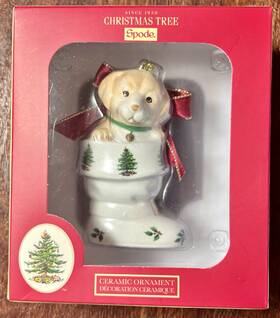 1761407 Spode Spode-christmas Tree Collection Dog Ornament Made Of Dolomite 4-inch