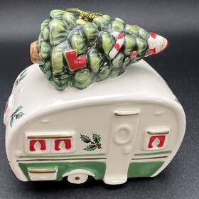 1780095 Spode Christmas Tree Camper Van Ornament Trailer 3 1/2 Inch In Original Box