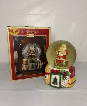 3gwav7oti5 Spode Christmas Tree Musical Santa Snow Globe 6.5 Inch With Box