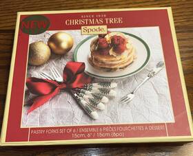 Spode 749151502659 Christmas Tree Dessert Pastry Forks Set Of Six 6 Inch New In Box