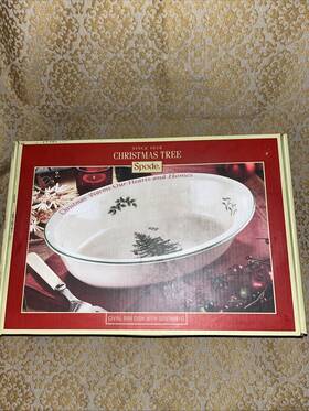 Spode 749151512559 Christmas Tree Oval Rim Dish With Sentiment Warms Our Hearts New
