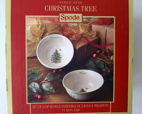 Spode 749151667372 Christmas Tree Set Of 2 Dip Bowls Holiday Naughty And Nice 4.5 Inch