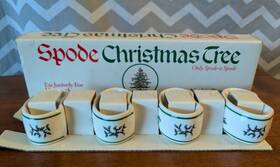 Xnr4437 Spode Christmas Tree Hallmark Holly Ceramic Napkin Rings Set Of 4